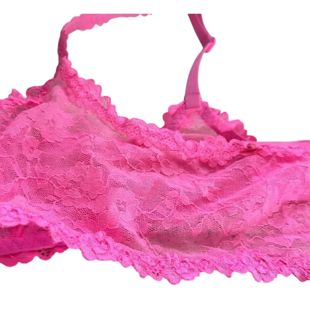 Skims Stretch Lace Skimpy Scoop Bralette Pink BR-SCP-2965 XL